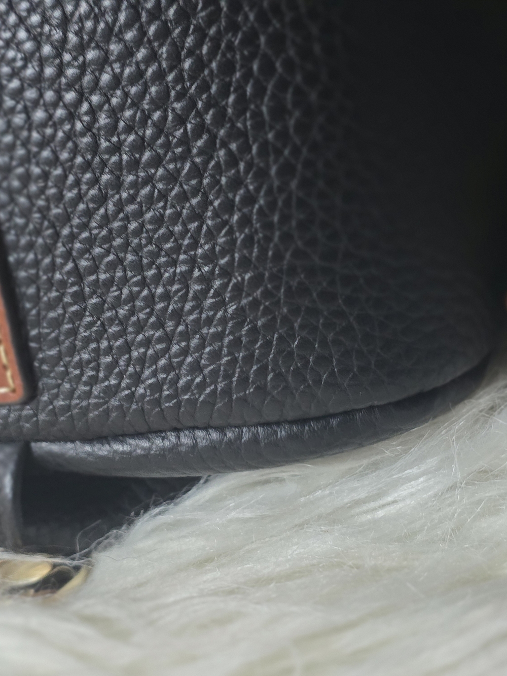 Dooney & Bourke Black Pebbled Leather Satchel with Brown Trim - Picture 4 of 7